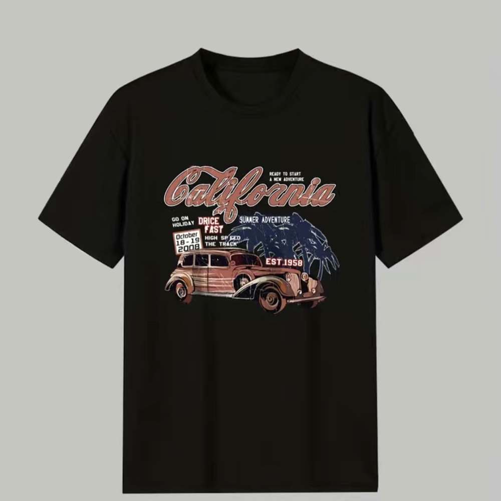 Unopened Vintage California Classic Car Pattern T-shirt